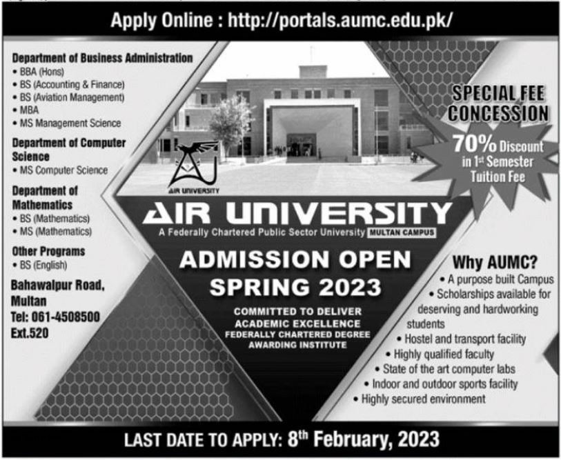 Air University Islamabad Admission 2024 Entry Test Date Registration Online Eligibility Criteria