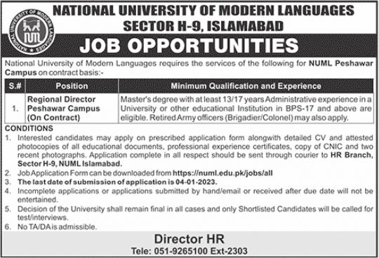 Numl Peshawar Campus jobs 2024 Roll No Slip Test Schedule Candidate List