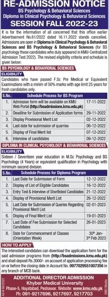 I. Overview of KMU Diploma in Clinical Psychology and Behavioral Sciences 2024 Entry Test The Khyber Medical University (KMU) Diploma in Clinical Psychology and Behavioral Sciences 2024 Entry Test is the entrance examination for admission into the diploma program. The university conducts the test to assess the knowledge and aptitude of the applicants. The test will be conducted in the English language and will consist of various psychology and behavioural sciences topics. The test will also comprise aptitude and essay-writing sections. II. Eligibility Criteria for the KMU Diploma in Clinical Psychology and Behavioral Sciences 2024 Entry Test To be eligible for the KMU Diploma in Clinical Psychology and Behavioral Sciences 2024 Entry Test, applicants must meet the following criteria: • Must hold a bachelor’s degree in psychology or any related field • Must have a minimum of two years of work experience in psychology or any related field • Must be a citizen of Pakistan III. Admissions Process for the KMU Diploma in Clinical Psychology and Behavioral Sciences 2024 Entry Test The admissions process for the KMU Diploma in Clinical Psychology and Behavioral Sciences 2024 Entry Test includes the following steps: • Applicants must first register online for the KMU Diploma in Clinical Psychology and Behavioral Sciences 2024 Entry Test. • Applicants must submit their academic documents, work experience certificates, and other required documents. • Applicants must then attend a pre-screening interview at the KMU campus. • Upon completing the pre-screening interview, applicants will be issued a roll no slip for the KMU Diploma in Clinical Psychology and Behavioral Sciences 2024 Entry Test. • On the test day, applicants must present the roll no slip at the test centre. • Applicants must then take and pass the KMU Diploma in Clinical Psychology and Behavioral Sciences 2024 Entry Test. • Applicants who pass the test will be called for a final interview at the KMU campus. • Applicants who successfully clear the final interview will be offered admission to the KMU Diploma in Clinical Psychology and Behavioral Sciences program. IV. Roll No Slip for the KMU Diploma in Clinical Psychology, and Behavioral Sciences 2024 Entry Test The roll no slip for the KMU Diploma in Clinical Psychology and Behavioral Sciences 2024 Entry Test will be issued to applicants who have successfully cleared the pre-screening interview. The roll no slip will contain the applicant’s name, roll number, test centre details, and other important information. Applicants must carry the roll no slip to the test centre on the day of the test. V. Conclusion The KMU Diploma in Clinical Psychology and Behavioral Sciences 2024 Entry Test is an important entrance examination for aspiring candidates to gain admission into the diploma program. The admissions process includes registering online, submitting documents, attending a pre-screening interview, and attending the final interview. Those who clear the pre-screening interview will be issued a roll no slip for the KMU Diploma in Clinical Psychology and Behavioral Sciences 2024 Entry Test, which must be presented at the test centre on the day of the test.