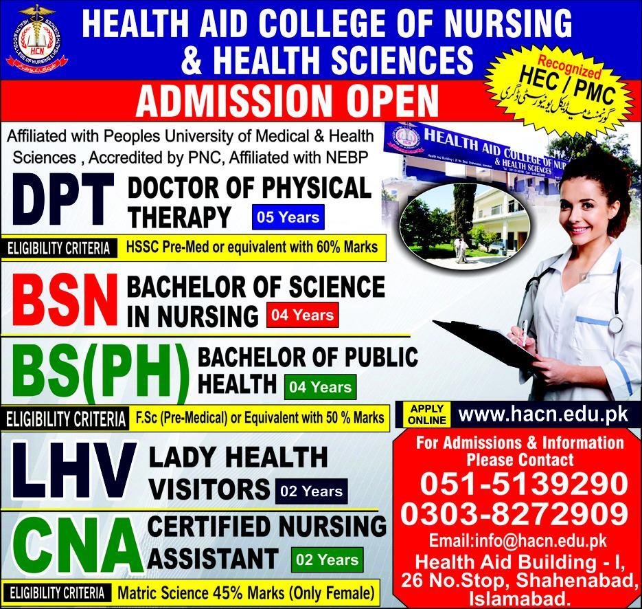 Health Aid College of Nursing Islamabad Admission 2024