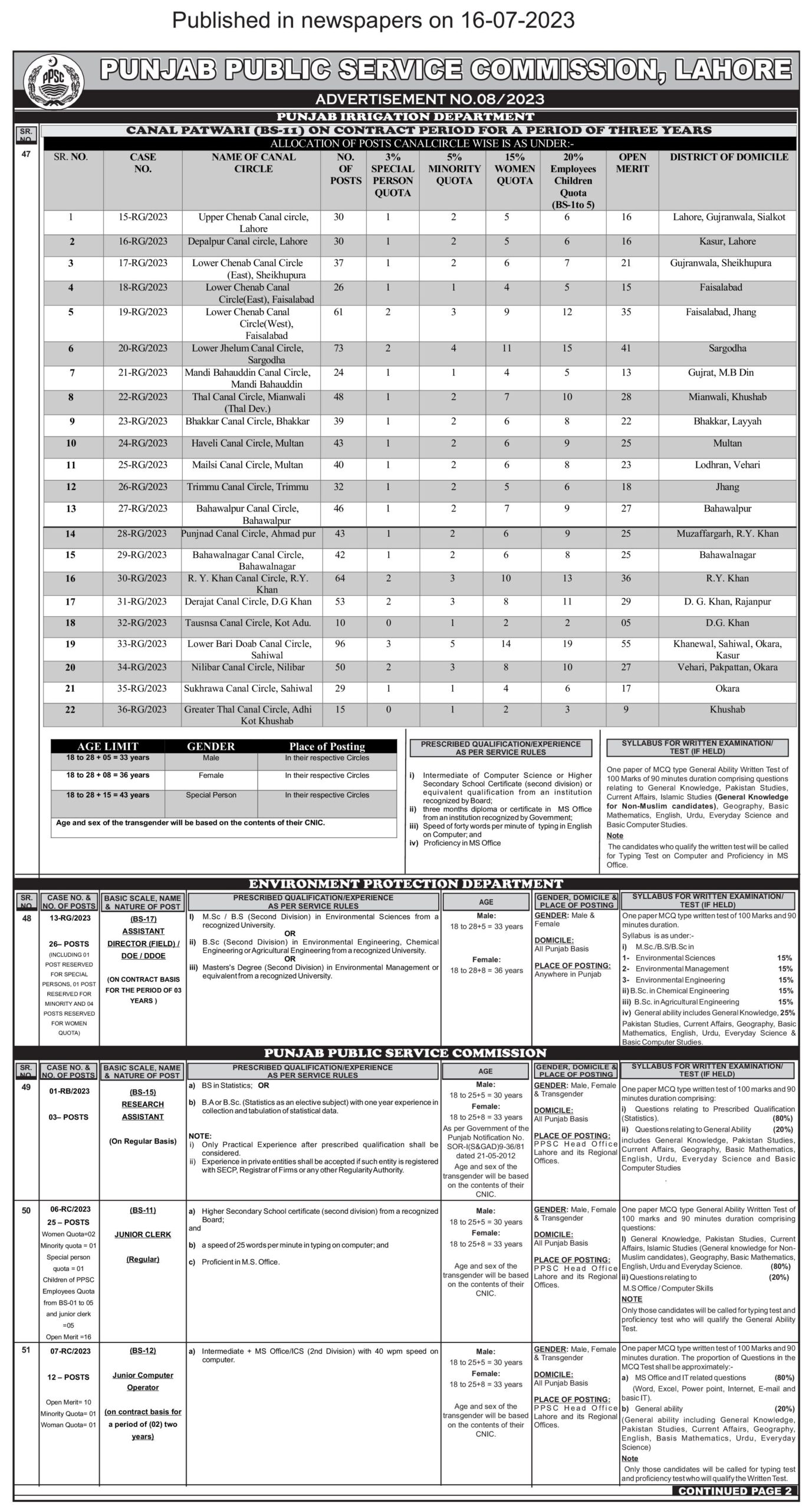 PPSC Services and General Administration Department Jobs 2024 Apply Online