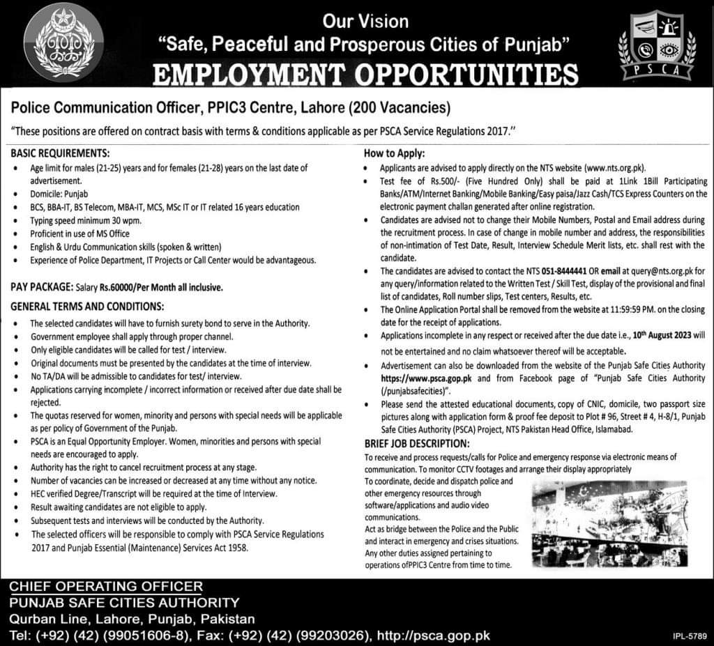 NTS PPIC3 Center Jobs 2024 Registration Deadline